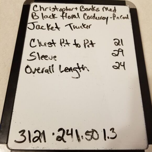 Christopher Banks M Jacket Corduroy Black Gray Floral Fall Autum Trucker Cottage - Picture 10 of 10